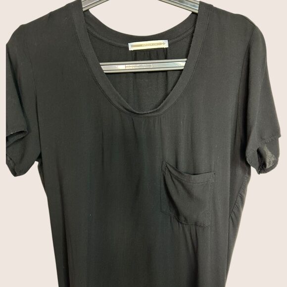 🖤 MEDIUM MERIDIAN LINE BLACK POCKET T-SHIRT TUNIC SHORT SLEEVE HI LO - Picture 5 of 8